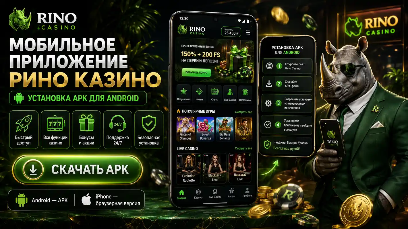 Мобильное приложение Рино Казино для Android &mdash; установка APK